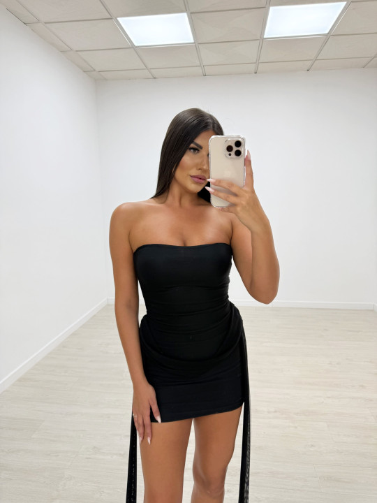 VESTIDO MINI TUL LAZADAS NEGRO VESTIDO MINI TUL LAZADAS NEGRO